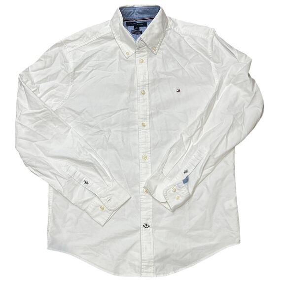 TOMMY HILFIGER Men's Regular Fit Stretch Oxford Shirt Size M In White - Picture 1 of 7